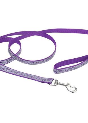 Светоотражающий поводок для собак coastal lazer brite reflective leash 1.6смх1.2м фиолетовая ромашка