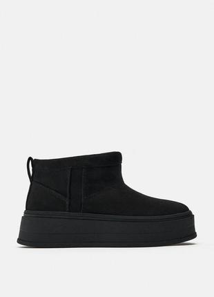 Zara черевики на платформі з хутром, чоботи, ботильони, ботинки, сапожки, уггі, угі, аг, валянки