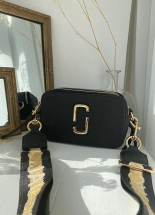 Женская сумка marc jacobs the snapshot black gold1 фото