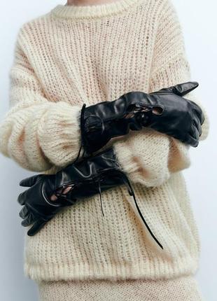 Рукавички жіночі zara, колір чорний😍 нова колекція шкіряні рукавиці перчатки3 фото