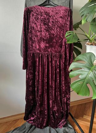 Бордовое бархатное длинное платье винтаж2 фото