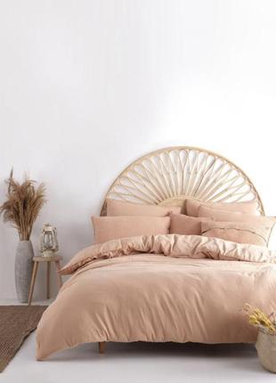 Премиальное постельное белье евро размера туречки 🇹🇷 персикового цвета из вареного хлопка