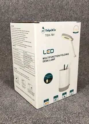 Настільна лампа taigexin tgx-781 бездротова акумуляторна, підставка для телефону канцелярії8 фото