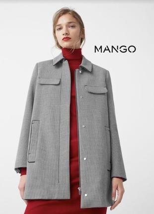 Крутая куртка пальто в трендовый принт «гусиная лапка» от mango1 фото