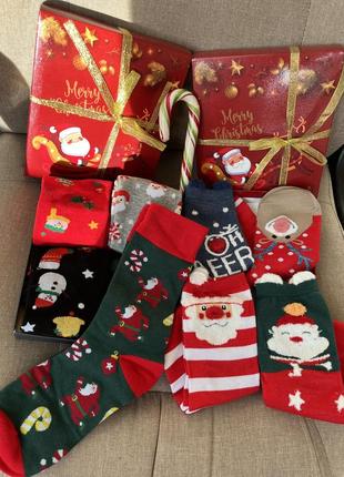 Шкарпетки під ялинку жіночі або чоловічі в боксі подарунок новорічний