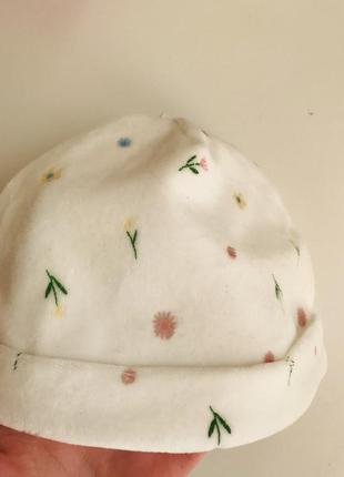 Новая шапочка на девочку 0-3 месяца изнутри хлопок коттон  💙💛 сток3 фото