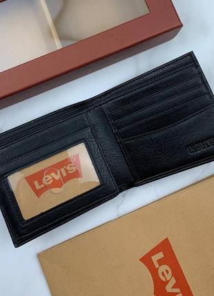 Чоловічий ремінь + гаманець levis подарунковий набір чорний6 фото