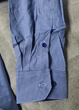 Мужская классическая рубашка, рубашка под пиджак, рубашка в клеточку с карманом,...