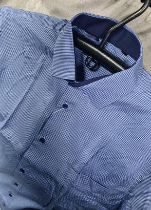 Мужская классическая рубашка, рубашка под пиджак, рубашка в клеточку с карманом, мужская рубашка, рубашка, деловая рубашка под брюки джинсы2 фото