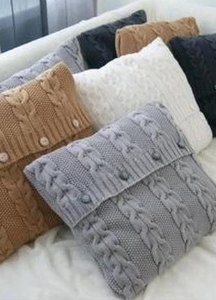 30х30 см в'язана подушка, наволочка, комплект подушек для прикраси інтер'єру (різні кольори)1 фото