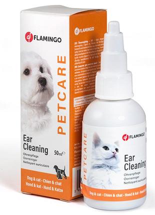 Капли для чистки ушей для собак и кошек flamingo petcare ear cleaner 50 мл (5400274984139)1 фото