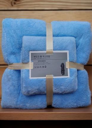 Подарочный набор полотенец: для лица и банный.3 фото