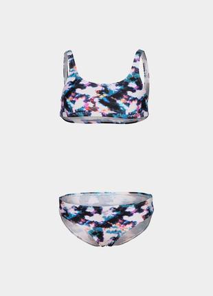 Купальник для дівчат arena tie and dye bikini top білий, синій, мультиколор діт 152см