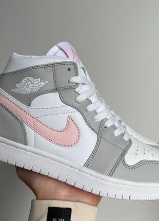 Жіночі кросівки jordan 1 retro custom light grey/smoke white