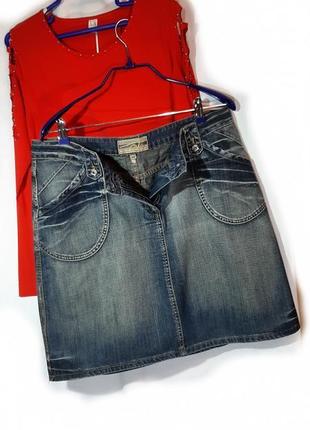 Юбка джинсовая брендовая р 40-44 ровного кроя1 фото