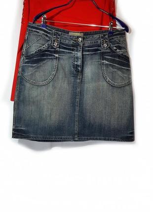 Юбка джинсовая брендовая р 40-44 ровного кроя10 фото