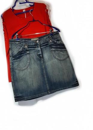 Юбка джинсовая брендовая р 40-44 ровного кроя2 фото