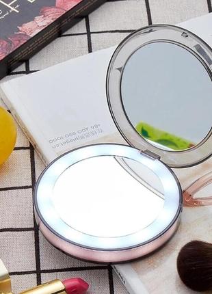 Кишенькове дзеркало для макіяжу з led-підсвіткою 8.5 х1.75 см