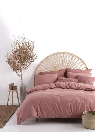Преміальний комплект постільної білизни євро розмір туреччина 🇹🇷 з вареної бавовни бренд limasso рожевий
