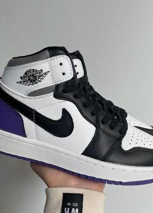 Женские кроссовки air jordan retro1 black violet white leather