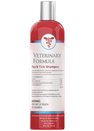 Шампунь від бліх і клечої veterinary formula flea& tick для собак і кішок 473 мл (736990016607)