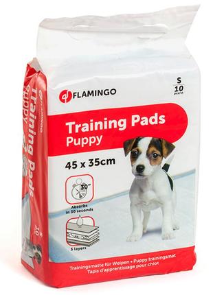Одноразова пелюшка для цуценят flamingo training pads puppy s 45х35 см 10 шт білий (5415245147406)