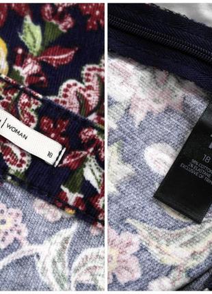 Брендовая юбка "tu" микровельвет с растительным принтом. размер uk18.5 фото