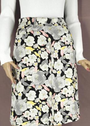 Новая брендовая хлопковая юбка "m&co" с цветочным принтом. размер uk12.1 фото