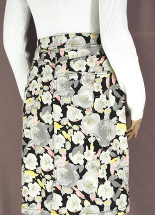 Новая брендовая хлопковая юбка "m&co" с цветочным принтом. размер uk12.3 фото