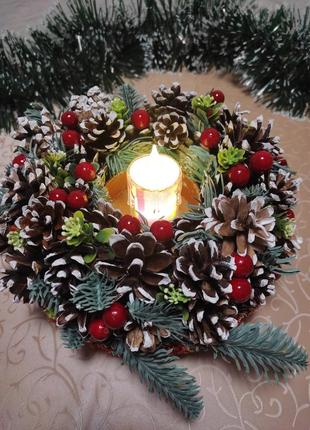 Подсвечник новогодний, ручная работа