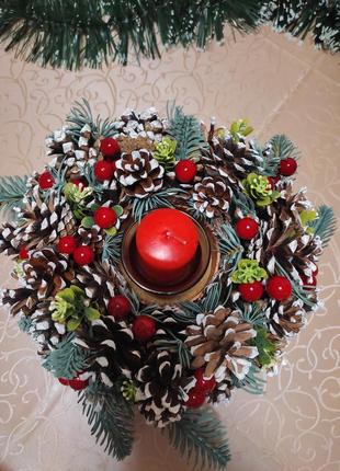 Подсвечник новогодний, ручная работа