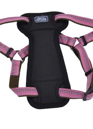 Светоотражающая шлея с нагрудником для собак coastal k9 explorer harness 2.3 - 4.5 кг розовый 1.6 х 30 - 45 см