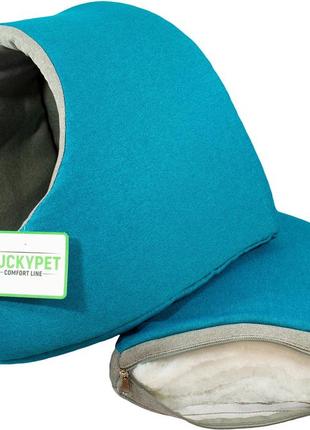 Будиночок для собак та кішок lucky pet руді №1 36х37х32 см бірюзовий (4820224211251)2 фото