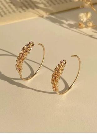 Серьги колоски минимализм золото пшеница украинский стиль тренд