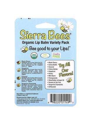 Sierra bees набір органічних бальзамів для губ, 4 штуки по 4,25 г (0,15 унції)3 фото