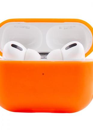 Чехол для airpods pro силиконовый ярко-оранжевый2 фото