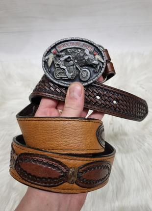 Шкіряний пасок born to be free мото