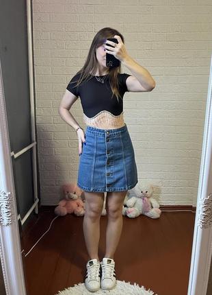 Трендова джинсова юбка спідниця на ґудзиках3 фото