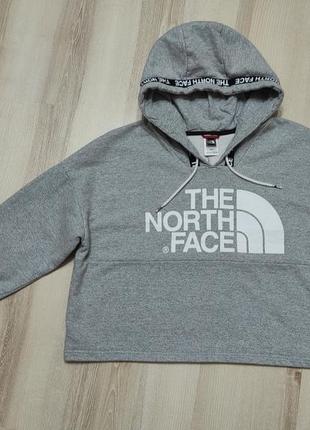 Балахон-кроп the north face, теплая толстовка укороченная с капюшоном10 фото