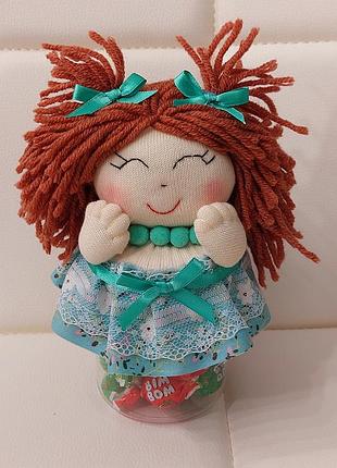 Текстильная куколка-баночка
