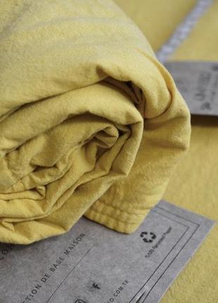 Желтый премиальный комплект постельного белья евро размер из вареного хлопка туречиная бренд limasso3 фото