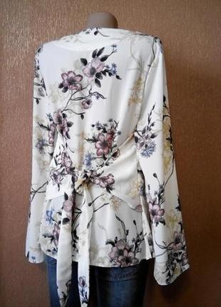 Блуза в цветах с завязками на талии размер 12-14 george6 фото