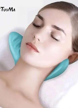 Массажная подушка для снятия боли вытягивания шеи коррекции масаж ортопед плечи массажер релакс6 фото