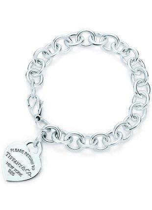 Срібний браслет tiffany co heart tag charm