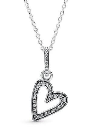 Серебрянное колье пандора сердце pandora кулон цепочка