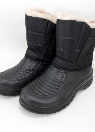 Сапоги мужские утепленные короткие. размер 45, обувь зимняя рабочая для мужчин. цвет: черный2 фото