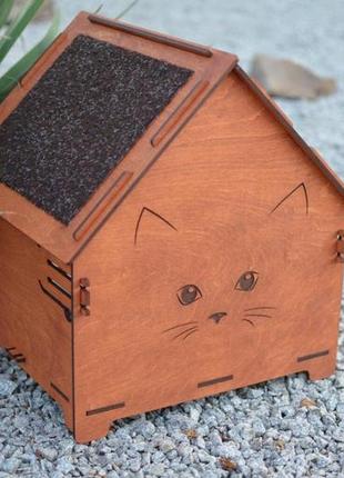 Лежанка-будиночок для кота з рукавичкою. когнеточка-дряпка для кішки. котяча дряпка+будиночок4 фото