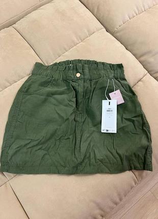 Хаки зеленая юбка карго с карманами only m 383 фото