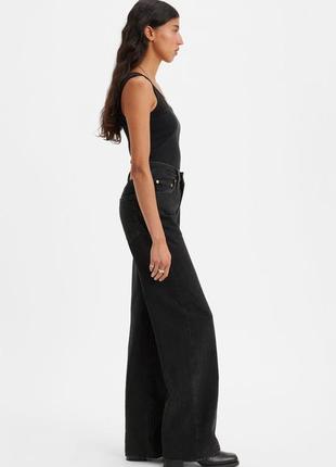 Женские черные джинсы ribcage wide leg levis9 фото