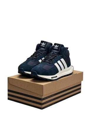 Зимові чоловічі кросівки adidas originals retropy e5 navy white fur❄️9 фото